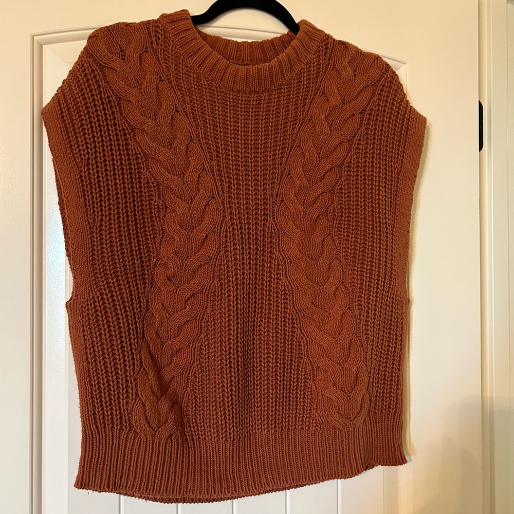 A New Day. Rust Sleeveless Sweater.